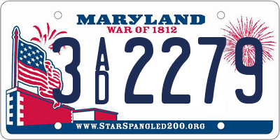 MD license plate 3AD2279