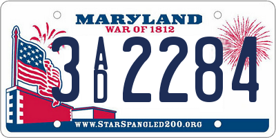 MD license plate 3AD2284