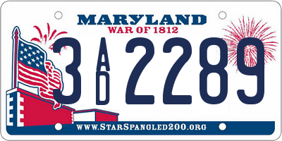 MD license plate 3AD2289