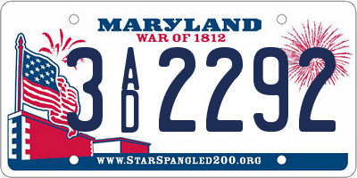 MD license plate 3AD2292