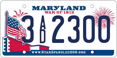 MD license plate 3AD2300