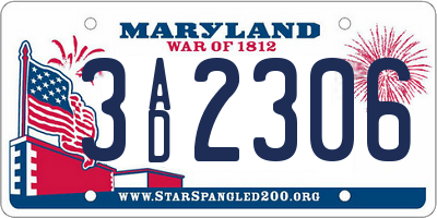 MD license plate 3AD2306