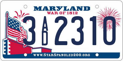 MD license plate 3AD2310