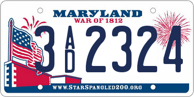 MD license plate 3AD2324