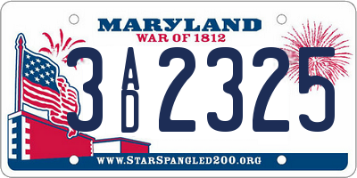MD license plate 3AD2325