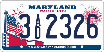 MD license plate 3AD2326
