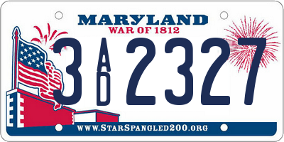 MD license plate 3AD2327
