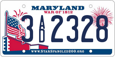 MD license plate 3AD2328