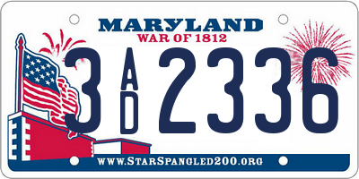 MD license plate 3AD2336