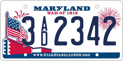 MD license plate 3AD2342