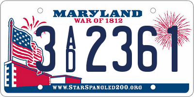 MD license plate 3AD2361