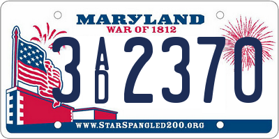 MD license plate 3AD2370