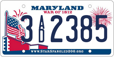 MD license plate 3AD2385