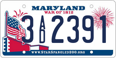 MD license plate 3AD2391