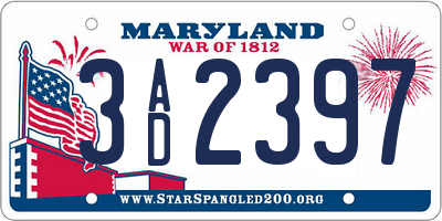 MD license plate 3AD2397