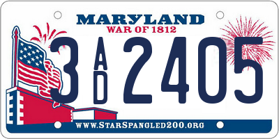 MD license plate 3AD2405