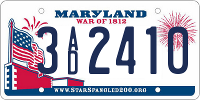 MD license plate 3AD2410