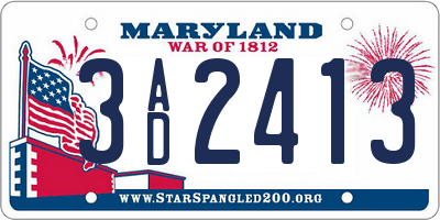MD license plate 3AD2413