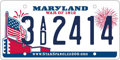 MD license plate 3AD2414