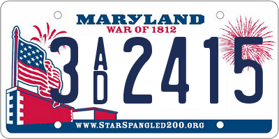 MD license plate 3AD2415