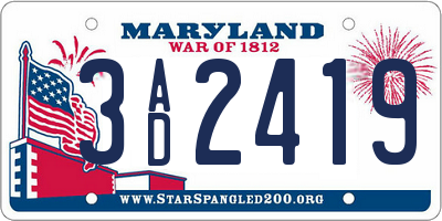 MD license plate 3AD2419