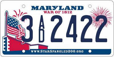 MD license plate 3AD2422