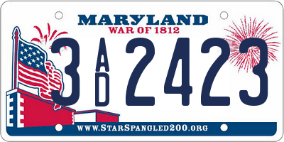 MD license plate 3AD2423