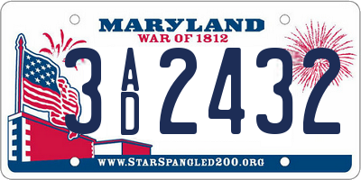 MD license plate 3AD2432