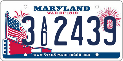 MD license plate 3AD2439