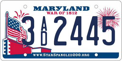 MD license plate 3AD2445
