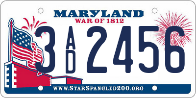 MD license plate 3AD2456
