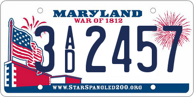 MD license plate 3AD2457