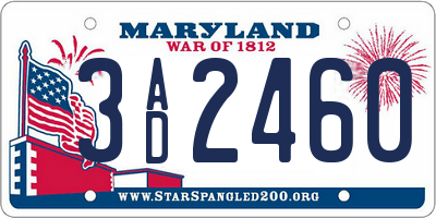 MD license plate 3AD2460