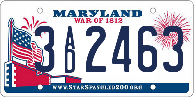 MD license plate 3AD2463