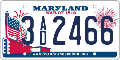 MD license plate 3AD2466