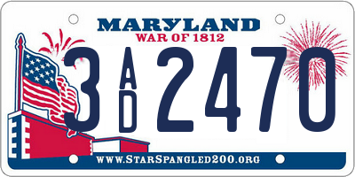 MD license plate 3AD2470