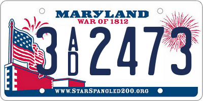 MD license plate 3AD2473