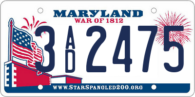MD license plate 3AD2475