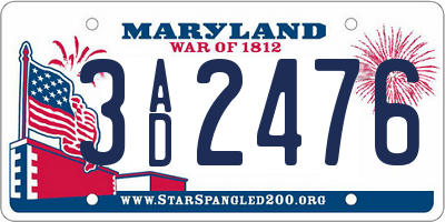 MD license plate 3AD2476