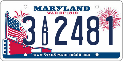 MD license plate 3AD2481