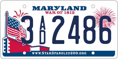 MD license plate 3AD2486