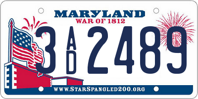 MD license plate 3AD2489