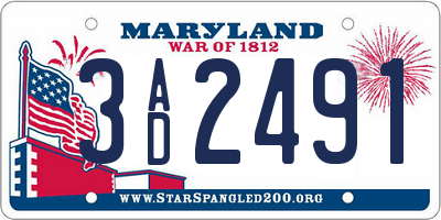 MD license plate 3AD2491