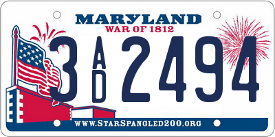 MD license plate 3AD2494