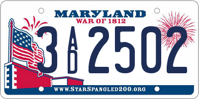 MD license plate 3AD2502