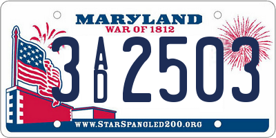 MD license plate 3AD2503