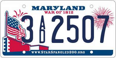 MD license plate 3AD2507