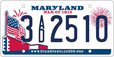 MD license plate 3AD2510