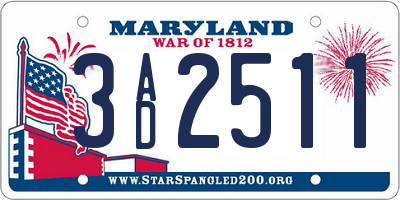 MD license plate 3AD2511