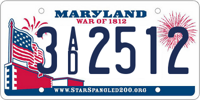 MD license plate 3AD2512